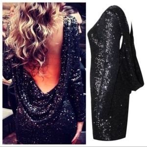 ‼️CLOSET CLOSING SALE‼️ Black Sequin Open Drape Back Party Dress